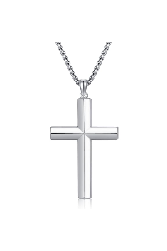 Cross Necklace for Men 925 Sterling Silver Crucifix Pendant Necklace Religion Cross Jewelry Gifts for Father Husband Son