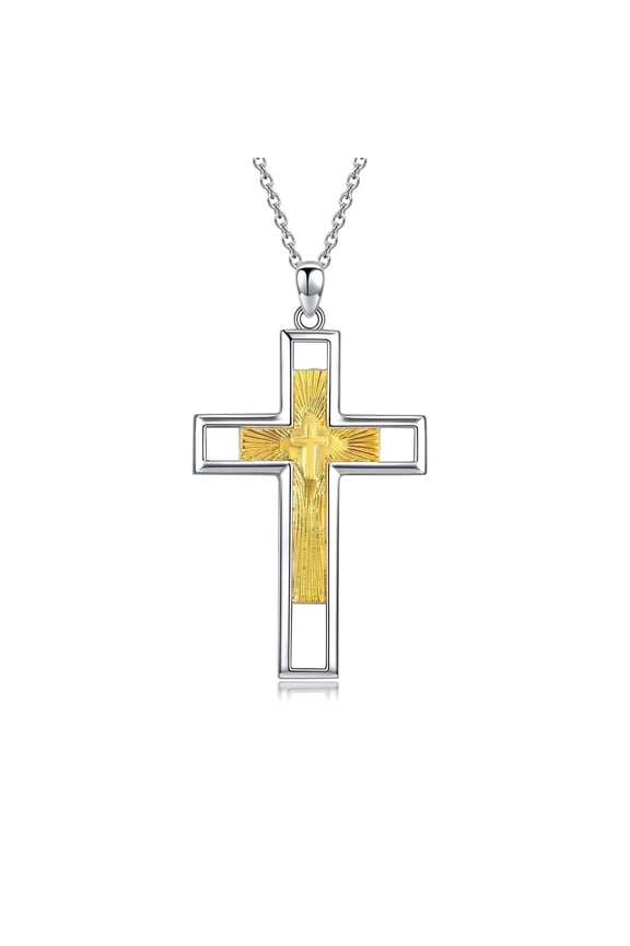 Cross Necklace for Women Men 925 Sterling Silver Religious Cross Pendant Necklace Jewelry Gifts for Boyfriend Girlfriend