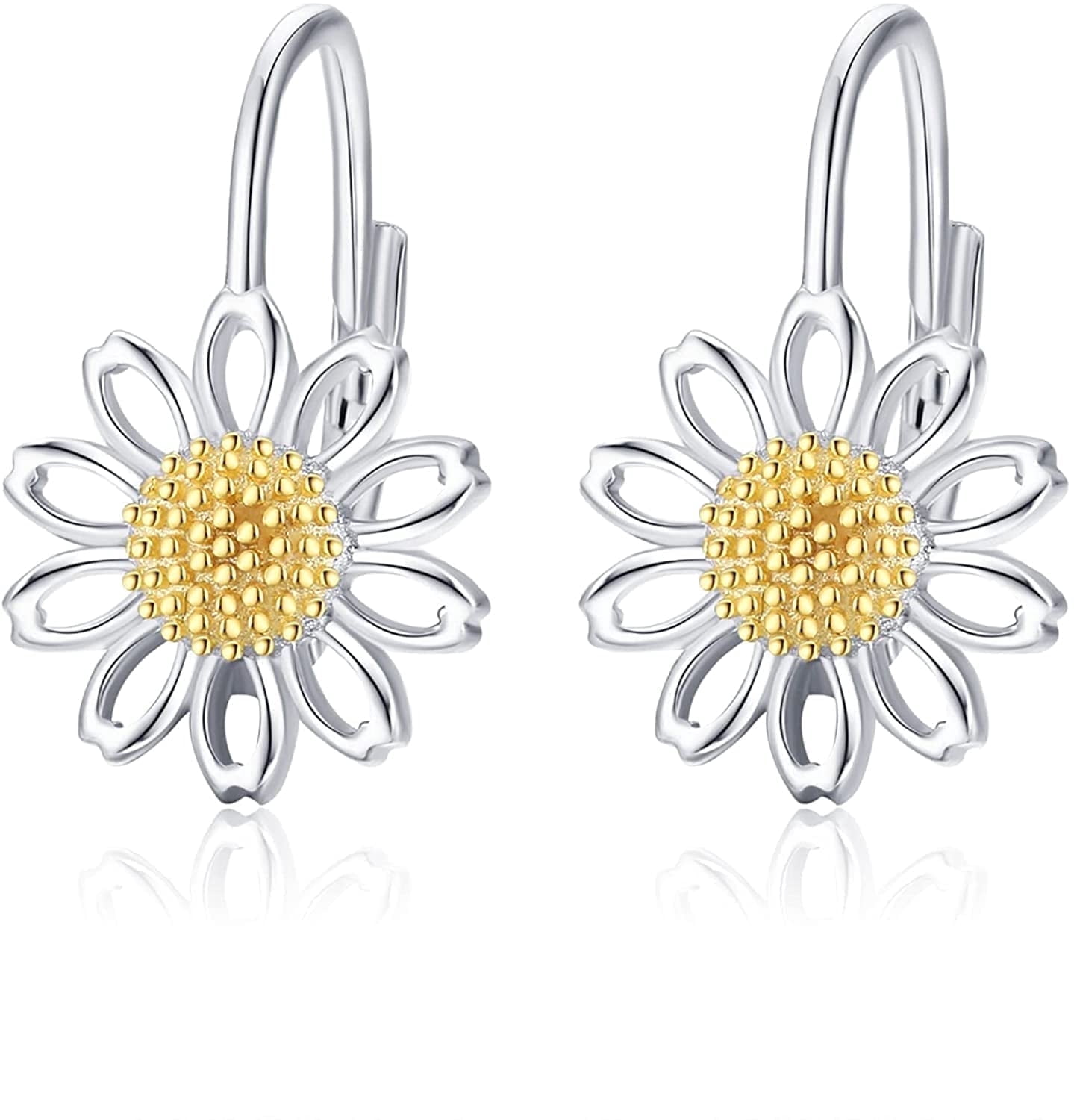 Coachuhhar Daisy Earrings S925 Sterling Silver Sunflower Leverback Earrings Daisy Jewelry Gifts for Women