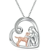 Coachuhhar Dog Necklace for Women 925 Sterling Silver Heart Dog Necklace Cute Animal Pendant Necklace Dog Jewelry Gift for Dog Lover