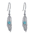 thumbnail image 1 of Coachuhhar Feather Earrings 925 Sterling Silver Turquoise Dangle Earrings Native Jewelry Western Gifts for Women Birthday, 1 of 7