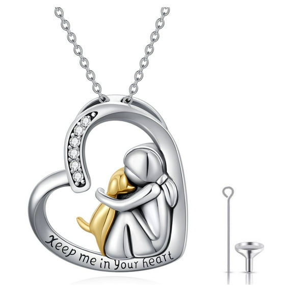 Coachuhhar Heart Dog Urn Necklace for Ashes 925 Sterling Silver Cute Animal Love Heart Cremation Jewelry Keepsake Memorial Jewelry Gift for Women Pet Lover