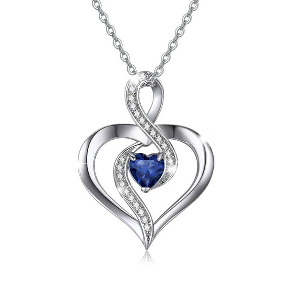 Coachuhhar Heart Necklace 925 Sterling Silver Infinity Birthstone Necklace Love Heart Pendant Necklace Jewelry Birthday Gift for Women