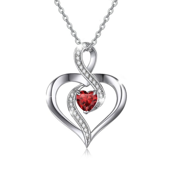 Coachuhhar Heart Necklace 925 Sterling Silver Infinity Birthstone Necklace Love Heart Pendant Necklace Jewelry Birthday Gift for Women
