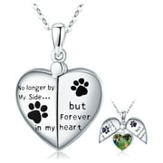 Coachuhhar Heart Paw Print Locket Necklace 925 Sterling Silver That Holds Pictures Puppy Dog Cat Pendant Necklace Locket Jewelry Gifts for Women Girls