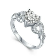 Coachuhhar Heart Ring 925 Sterling Silver 1.50 Carats Wedding Engagement Ring Cubic Zirconia Eternity Ring Jewelry Engagement Gifts for Women Wife