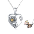 thumbnail image 1 of Coachuhhar Heart Sunflower Locket Necklace 925 Sterling Silver Sunflower Butterfly Locket Necklace That Hold 2 Photos Locket Jewelry Gift for Women, 1 of 7