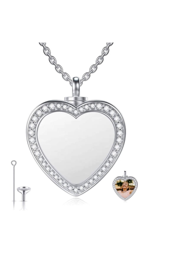Heart Urn Necklace for Ashes 925 Sterling Silver That Holds Pictures Memorial Necklace Cremation Jewelry for Ashes for Keepsake Memorial Jewelry Gifts for Ashes