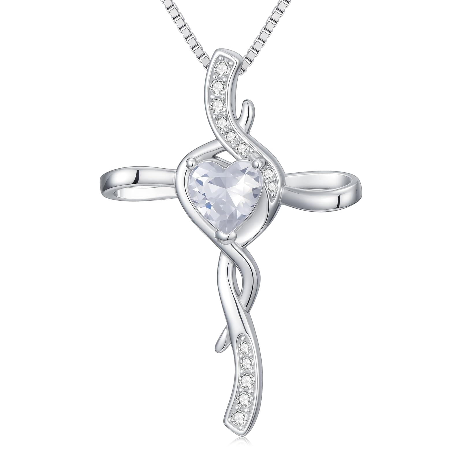 Coachuhhar Infinity Cross Necklace for Women 925 Sterling Silver Religious Cross Pendant Necklaces Faith Jewelry Christmas Gifts for Mom Wife Her Birthday