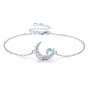 Coachuhhar Moon Bracelet for Women 925 Sterling Sliver Moonstone Moon Bracelet Celtic Moon Jewelry Gifts for Girls Birthday