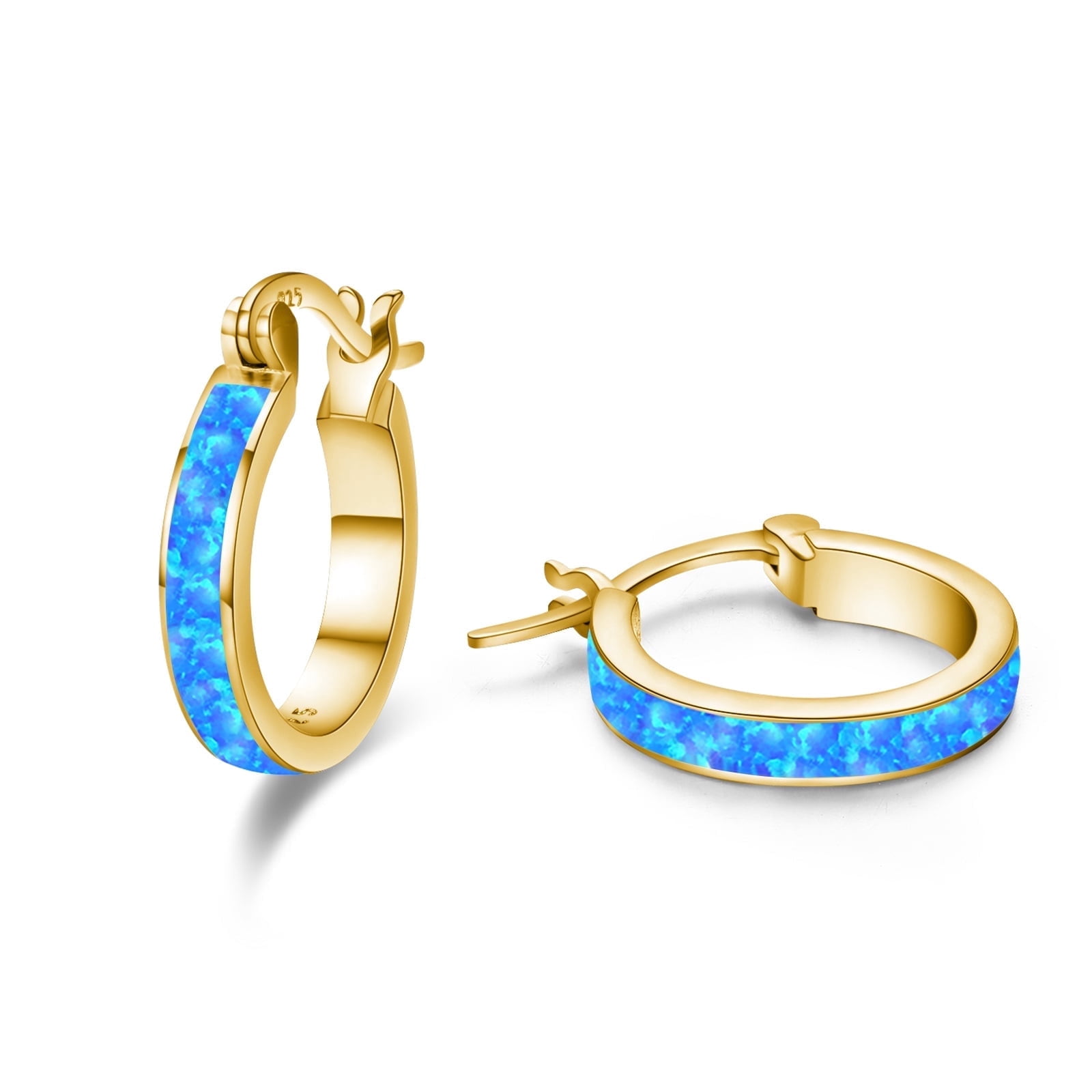 Coachuhhar Opal Hoop Earrings for Women 925 Sterling Silver Hypoallergenic Huggie Earrings Tiny Cartilage Earrings Mini Hoops Earrings Small Earrings Opal Jewelry for Mother's Day