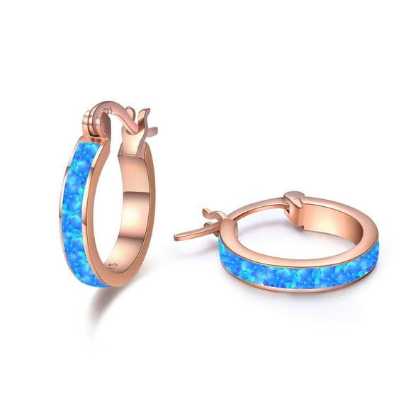 Coachuhhar Opal Hoop Earrings for Women 925 Sterling Silver Hypoallergenic Huggie Earrings Tiny Cartilage Earrings Mini Hoops Earrings Small Earrings Opal Jewelry for Mother's Day