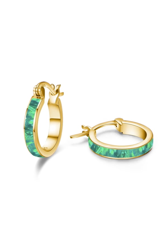 Opal Hoop Earrings for Women 925 Sterling Silver Hypoallergenic Huggie Earrings Tiny Cartilage Earrings Mini Hoops Earrings Small Earrings Opal Jewelry for Mother's Day