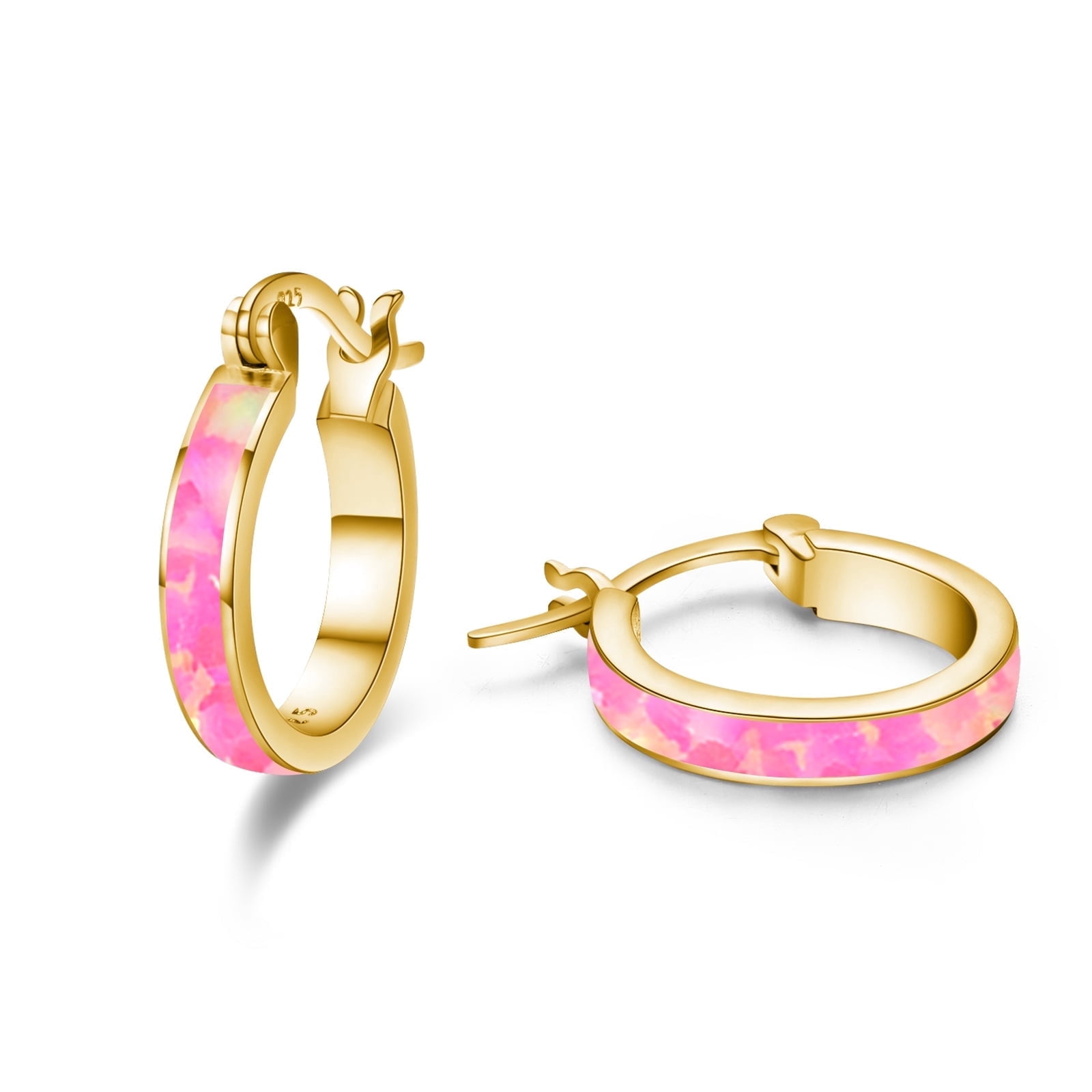 Coachuhhar Opal Hoop Earrings for Women 925 Sterling Silver Hypoallergenic Huggie Earrings Tiny Cartilage Earrings Mini Hoops Earrings Small Earrings Opal Jewelry for Mother's Day
