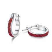 Coachuhhar Opal Hoop Earrings for Women 925 Sterling Silver Hypoallergenic Huggie Earrings Tiny Cartilage Earrings Mini Hoops Earrings Small Earrings Opal Jewelry for Mother's Day