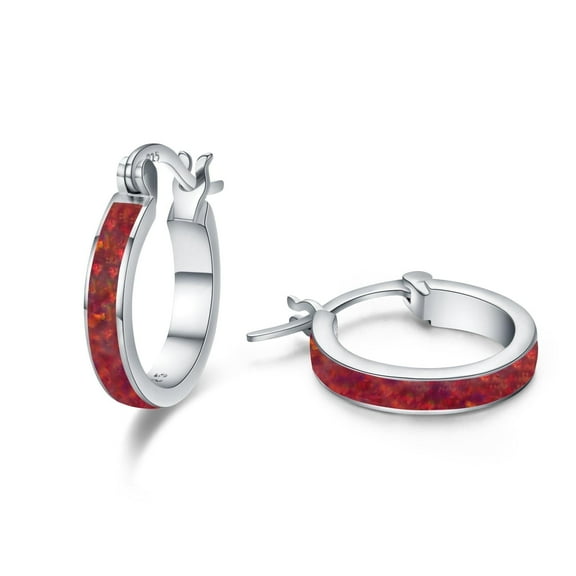 Coachuhhar Opal Hoop Earrings for Women 925 Sterling Silver Hypoallergenic Huggie Earrings Tiny Cartilage Earrings Mini Hoops Earrings Small Earrings Opal Jewelry for Mother's Day