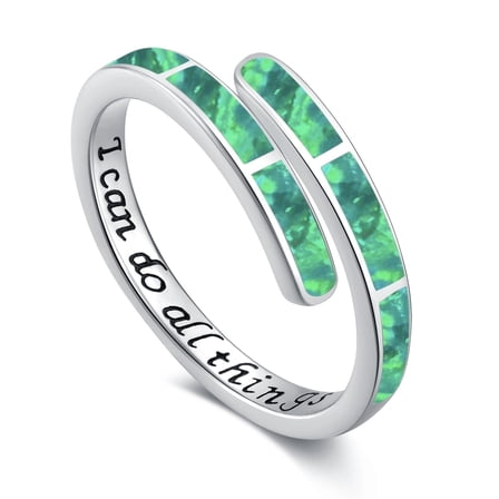 Coachuhhar Opal Ring 925 Sterling Silver Adjustable Green Opal Rings Opal Jewelry Gifts for Women Birthday