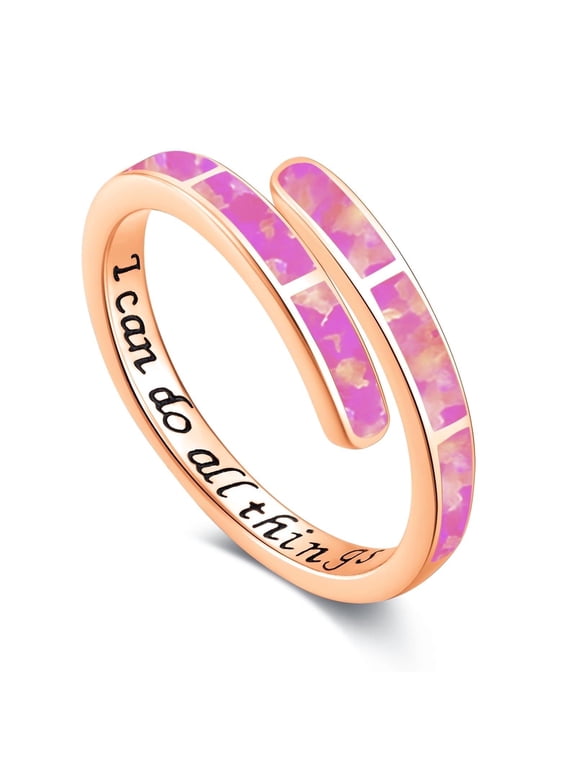 Opal Ring 925 Sterling Silver Adjustable Pink Opal Rings Opal Jewelry Gifts for Women Birthday