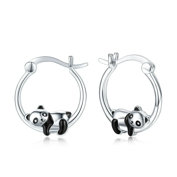 Coachuhhar Panda Earrings 925 Sterling Silver Hypoallergenic Panda Hoop Earrings Cute Animal Earrings Panda Jewelry Gifts for Women