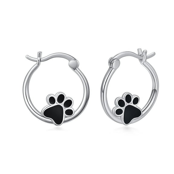 Coachuhhar Paw Earrings for Women 925 Sterling Silver Cat Dog Paw Earrings Small Animal Huggie Earrings Hypoallergenic Paw Hoop Earrings Pet Jewelry Gifts for Pet Lover