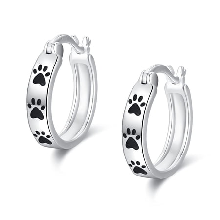 Coachuhhar Paw Earrings for Women 925 Sterling Silver Cat Dog Paw Hoop Earrings Hypoallergenic Huggie Cartilage Hoops Earrings Pet Jewelry Gifts for Mother's Day