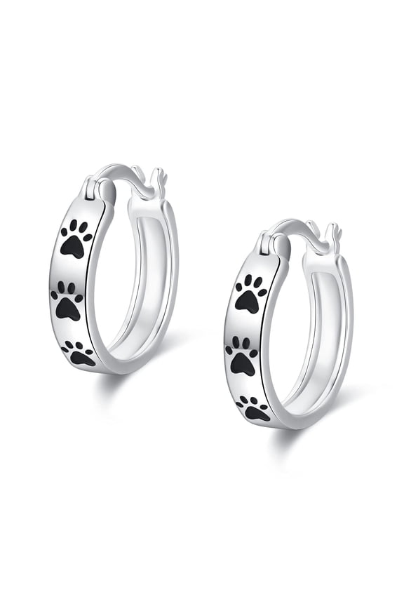 Paw Earrings for Women 925 Sterling Silver Cat Dog Paw Hoop Earrings Hypoallergenic Huggie Cartilage Hoops Earrings Pet Jewelry Gifts for Mother's Day