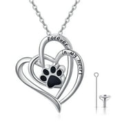 Coachuhhar Pet Paw Print Cremation Jewelry for Ashes 925 Sterling Silver Paw Urn Necklace for Ashes Keepsake Memorial Jewelry Gifts for Women Men