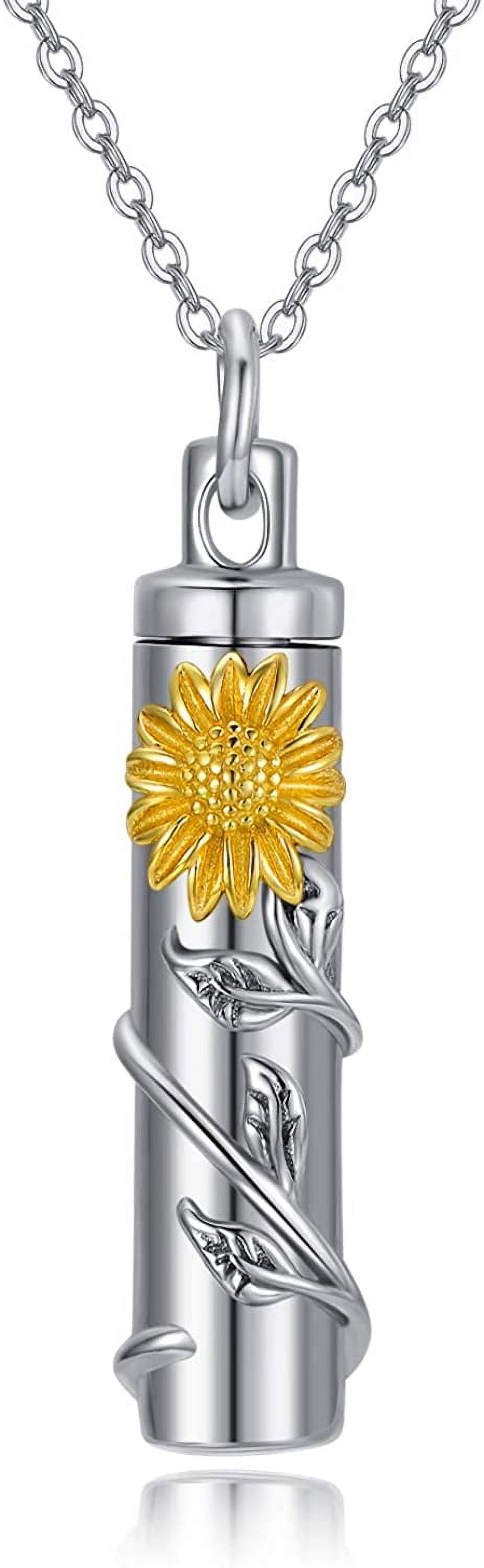 Coachuhhar Rose/Sunflower Urn Necklace for Ashes 925 Sterling Silver ...