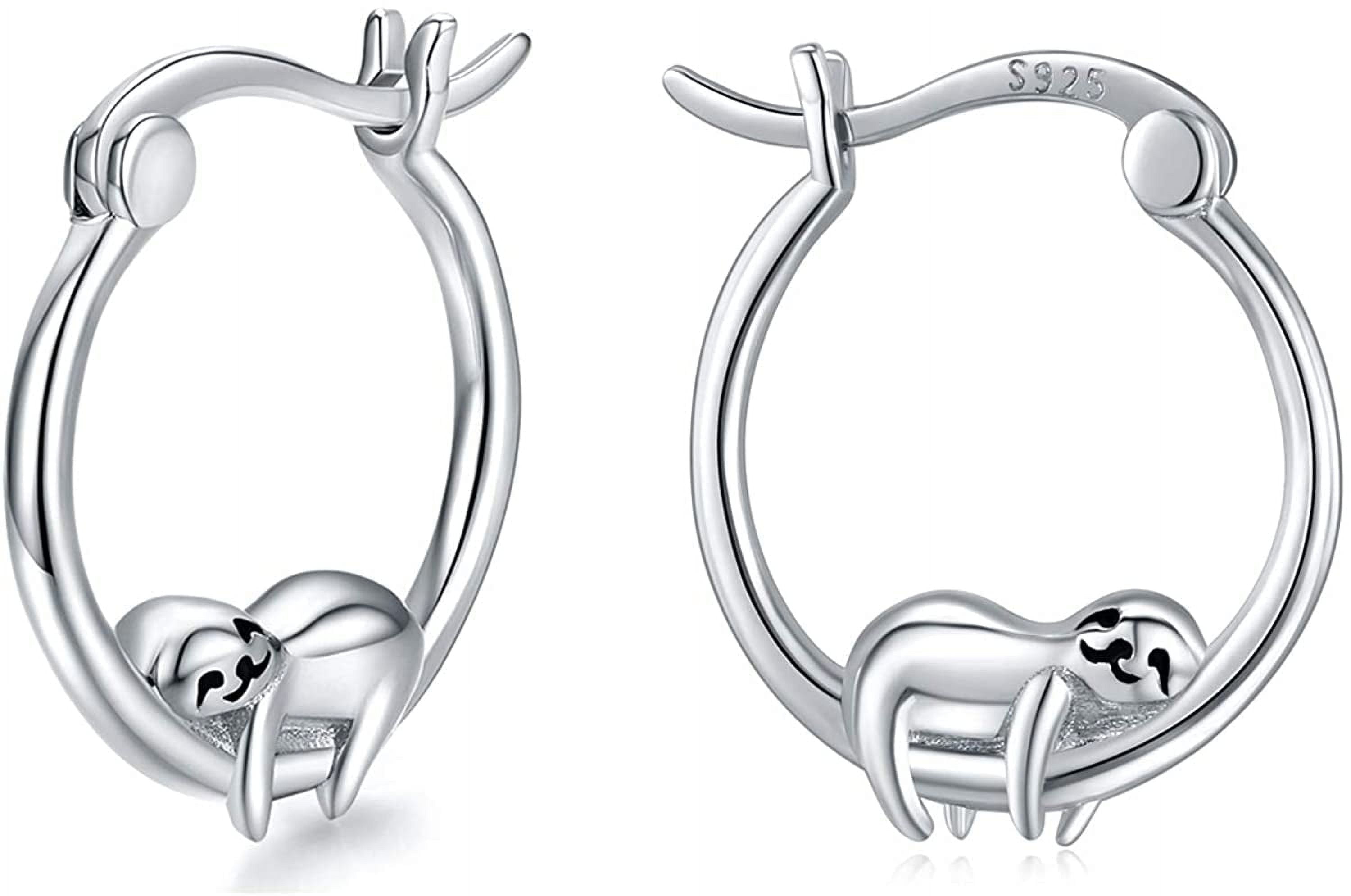 Coachuhhar Sloth Earrings for Women 925 Sterling Silver Hypoallergenic Sloth Hoop Earrings Cute Animal Earrings Sloth Jewelry Gift for Sloth Lover