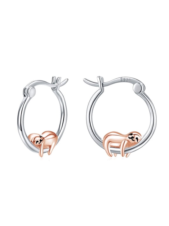 Sloth Earrings for Women 925 Sterling Silver Hypoallergenic Sloth Hoop Earrings Cute Animal Earrings Sloth Jewelry Gift for Sloth Lover