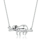 Coachuhhar Sloth Necklace for Women 925 Sterling Silver Slider Sloths Necklace Cute Animal Pendant Necklace Sloth Jewelry Gifts for Sloth Lover