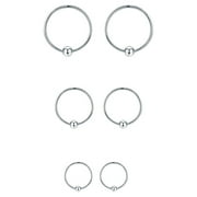 Coachuhhar Small Hoop Earrings Set 925 Sterling Silver Cartilage Earrings Hypoallergenic Mini Tiny Small Hoops Earrings Piercing Helix Endless Ball Bead Nose Ring Sleeper Earrings for Women Girls