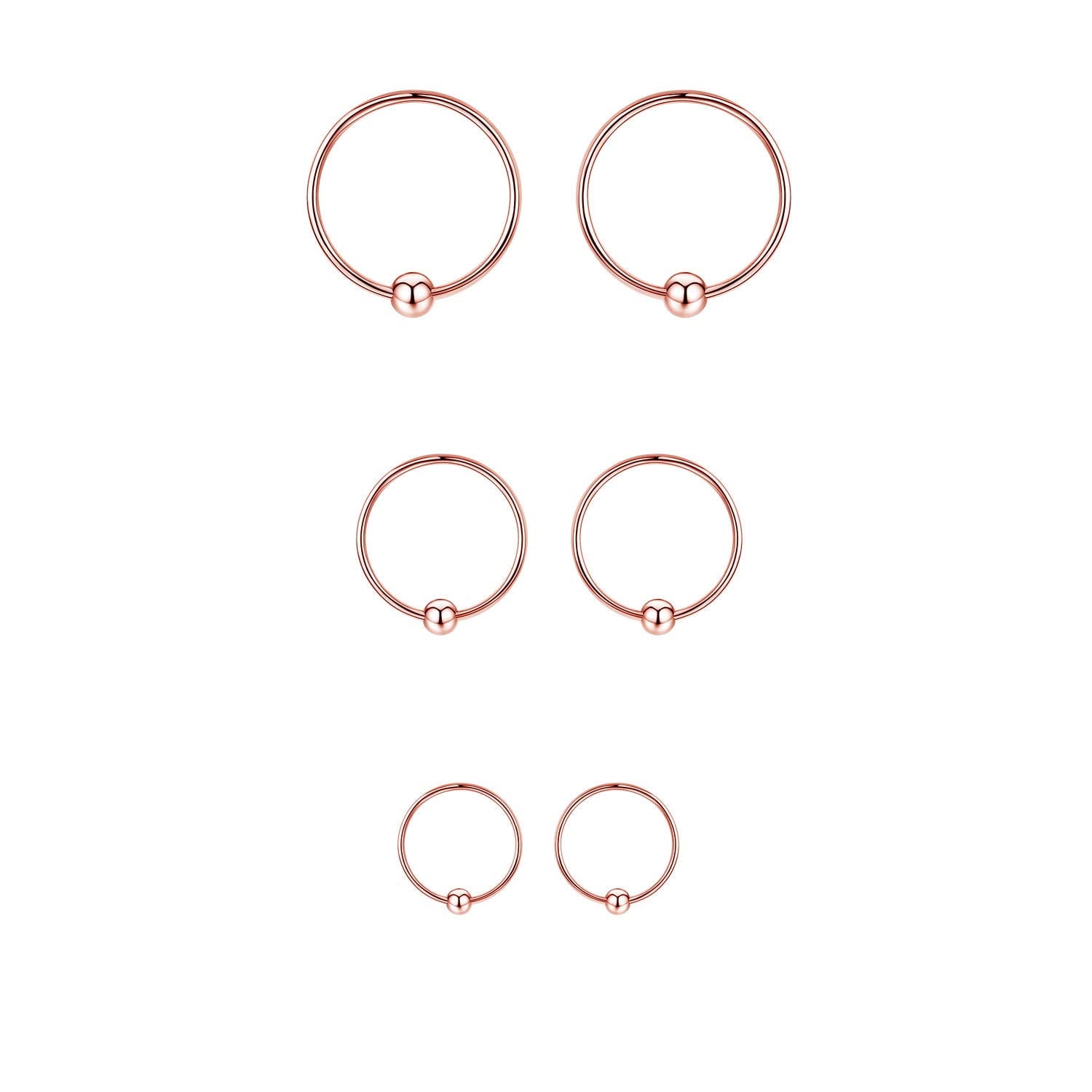 Coachuhhar Small Hoop Earrings Set 925 Sterling Silver Cartilage Earrings Hypoallergenic Mini Tiny Small Hoops Earrings Piercing Helix Endless Ball Bead Nose Ring Sleeper Earrings for Women