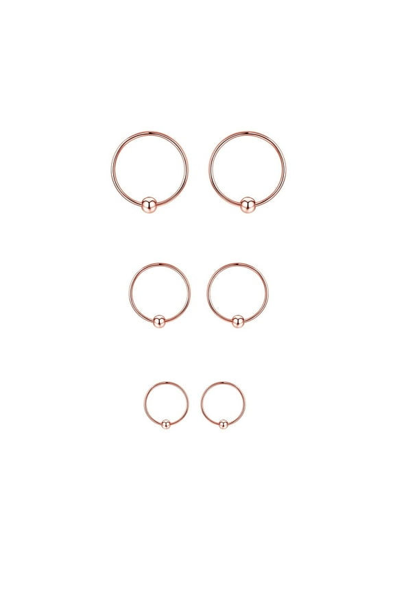 Small Hoop Earrings Set 925 Sterling Silver Cartilage Earrings Hypoallergenic Mini Tiny Small Hoops Earrings Piercing Helix Endless Ball Bead Nose Ring Sleeper Earrings for Women