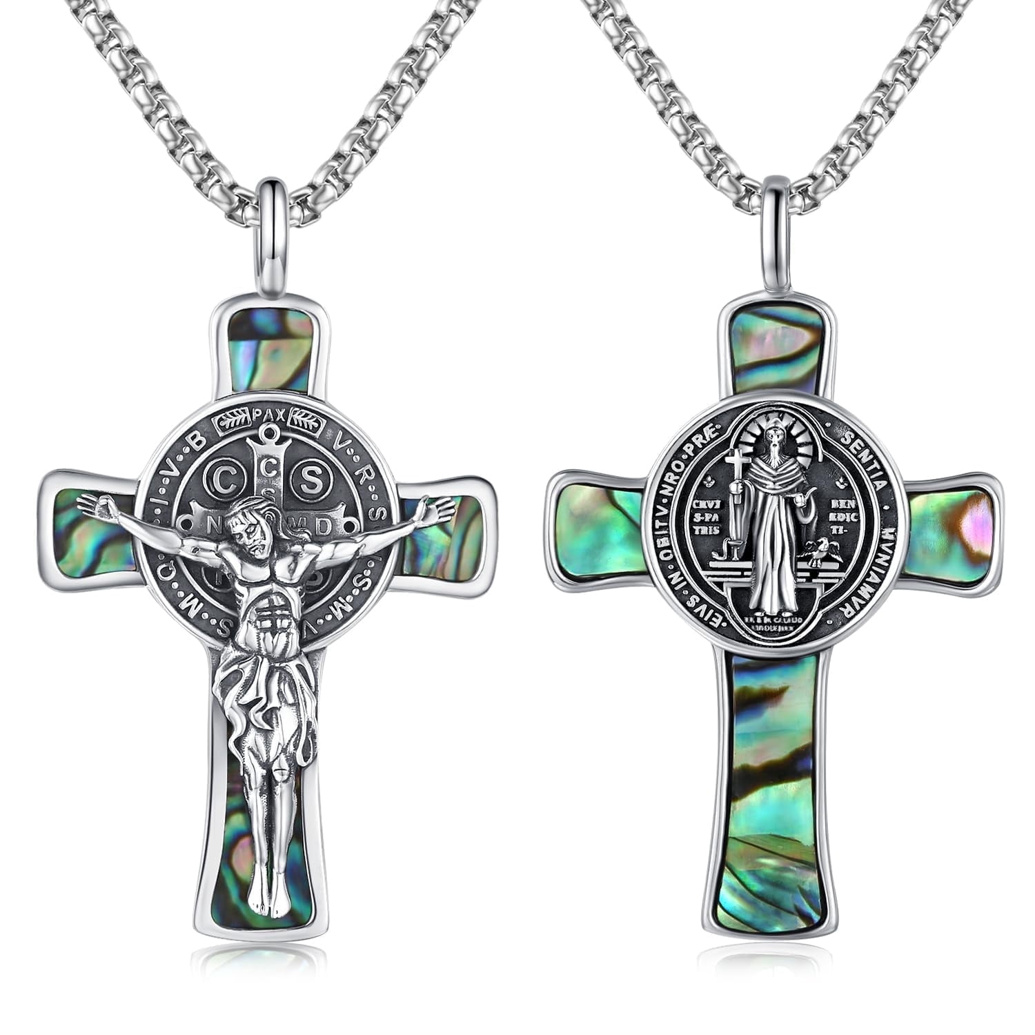 Coachuhhar St Benedict Crucifix Necklace 925 Sterling Silver Saint ...