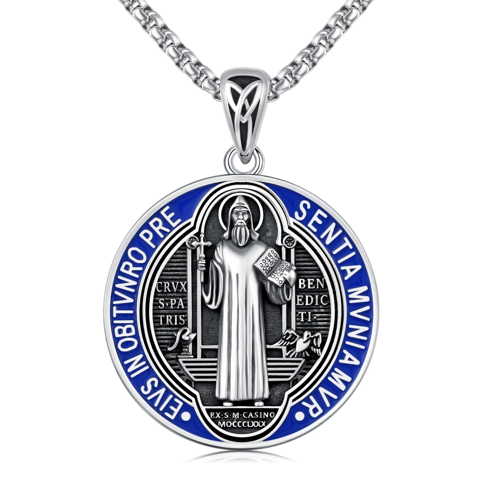 Coachuhhar St Benedict Medal Necklace 925 Sterling Silver Saint