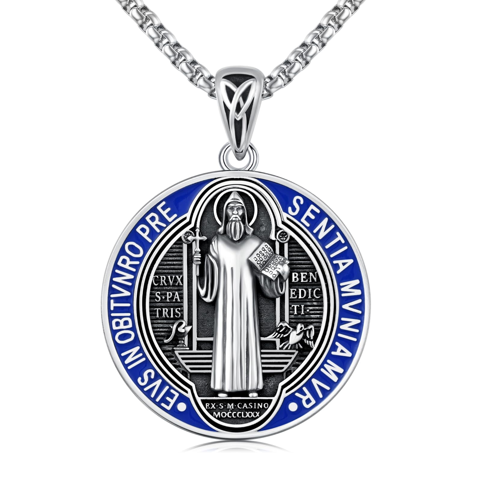 Coachuhhar St Benedict Medal Necklace 925 Sterling Silver Saint ...