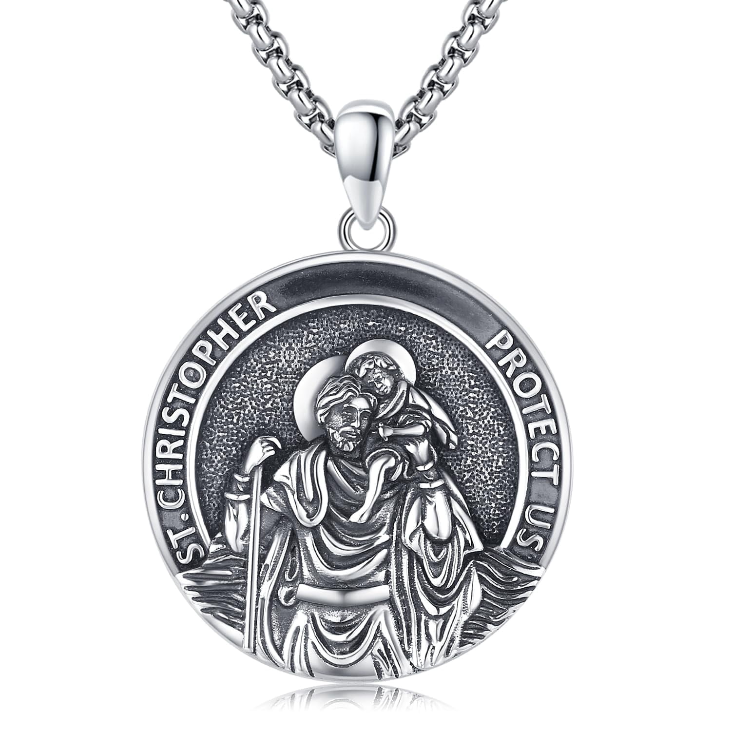 Coachuhhar St Christopher Necklace for Men Women 925 Sterling Silver ...