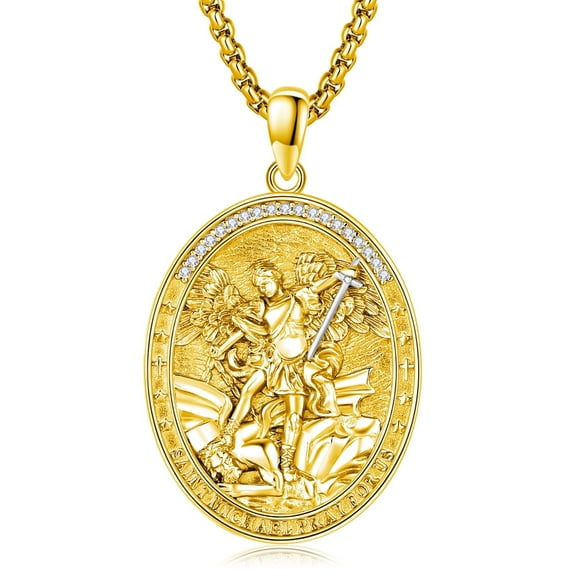 Coachuhhar St. Michael Necklace 925 Sterling Silver Archangel St. Michael Pendant Necklace Amulet Jewelry Gift 22" 2"