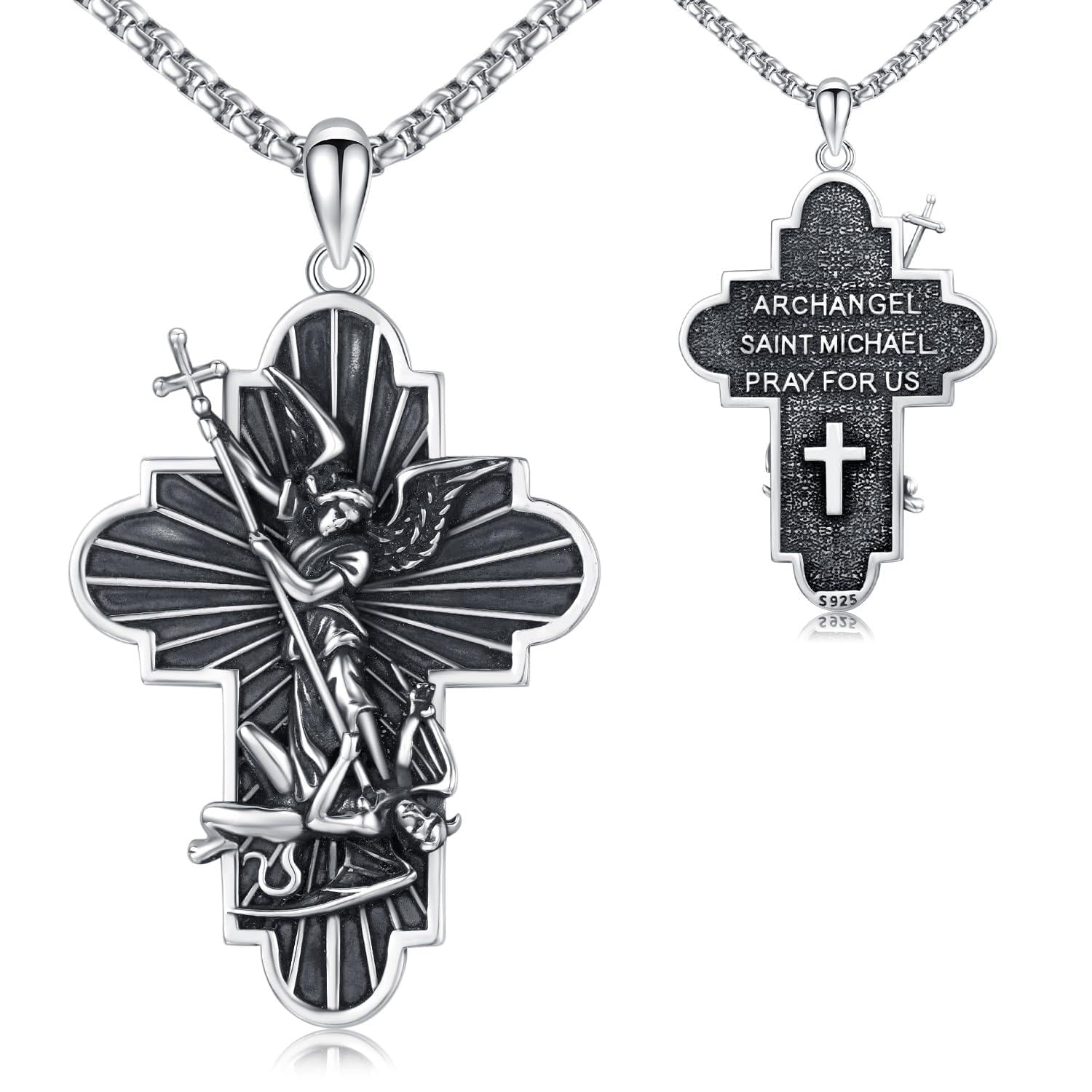Coachuhhar St Michael Necklace for Men 925 Sterling Silver Saint