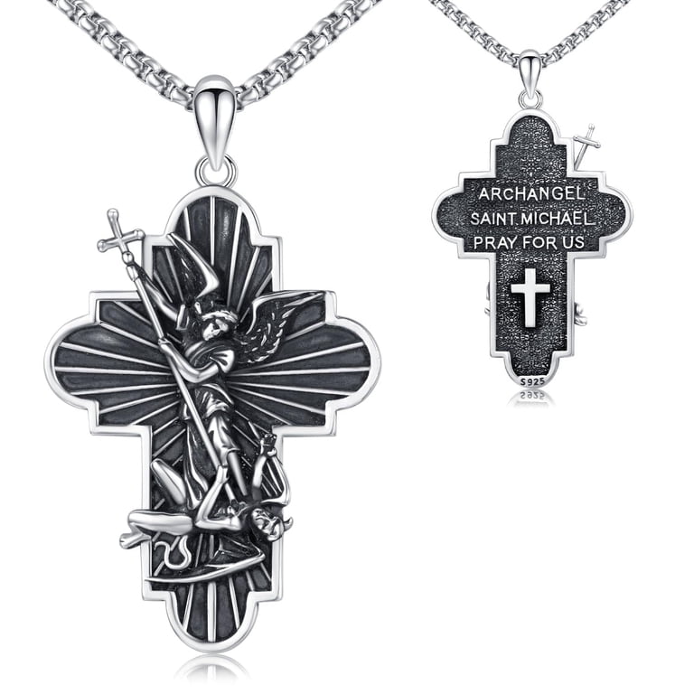 Coachuhhar St Michael Necklace for Men 925 Sterling Silver Saint