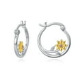 thumbnail image 1 of Coachuhhar Sunflower/Daisy/Rose Hoop Earrings Sterling Silver Sunflower Earrings Flower Earrings Huggie Cartilage Hoop Earrings Sunflower Jewelry Gifts for Women, 1 of 7