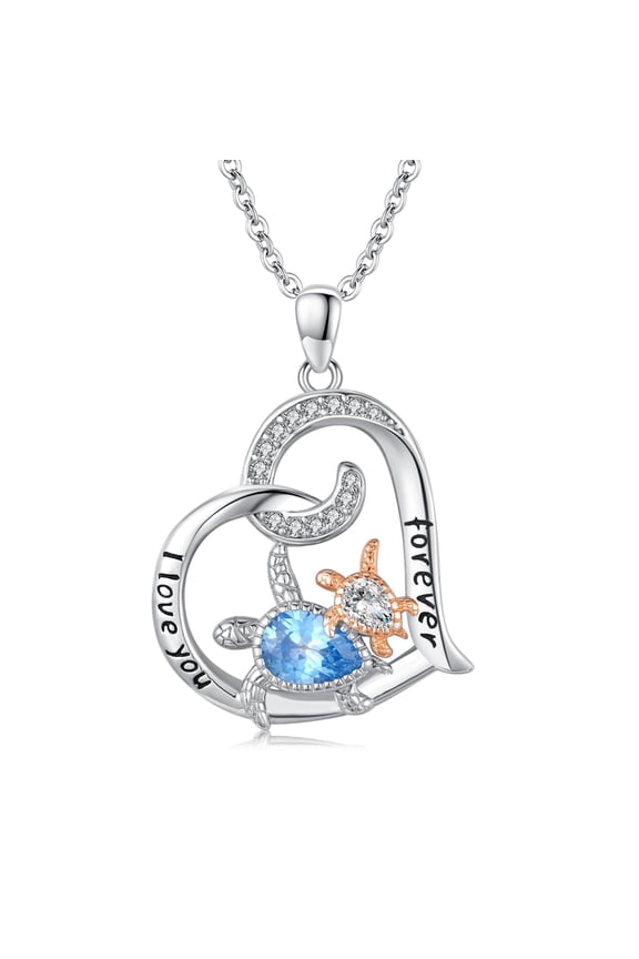 Turtle Necklace 925 Sterling Silver Ocean Themes Pendant Necklaces Sea Jewelry Xmas Christmas Gifts for Women Turtle Lovers Friend