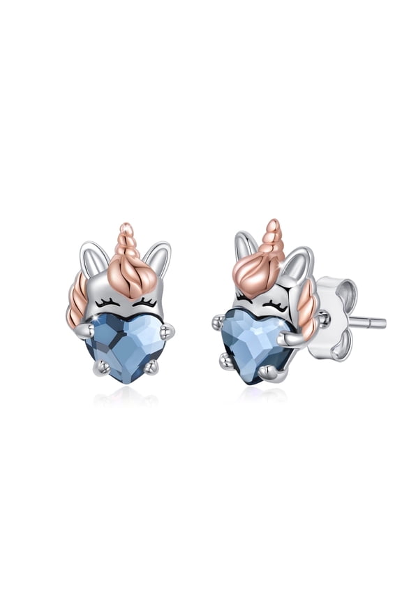 Unicorn Stud Earrings, Cute Animal Earrings, Sterling Silver, Includes Gift Box