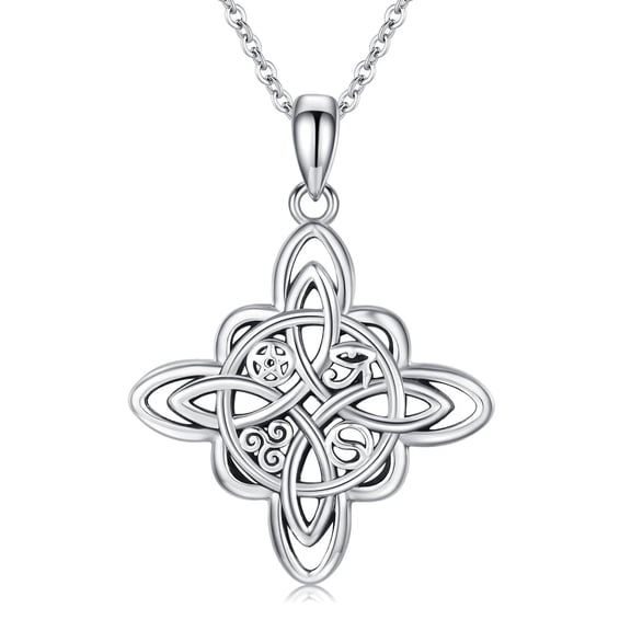 Coachuhhar Witches Knot Necklace 925 Sterling Silver Celtic Knot Pendant Necklace Witch Jewelry Gifts for Women Mom Wife Her Birthday