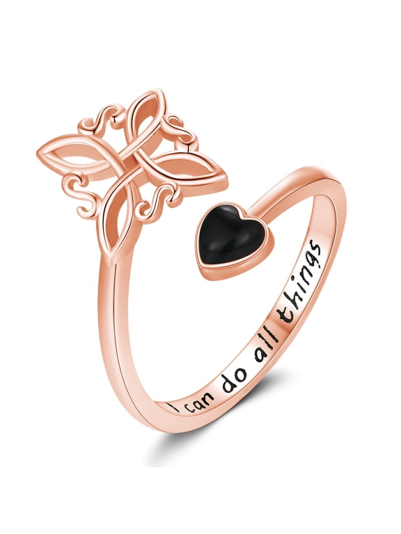 Witches Knot Ring 925 Sterling Silver Adjustable Black Onyx Witch Ring Rose Gold Celtic Knot Amulet Wiccan Pagan Protection Jewelry Gifts for Women