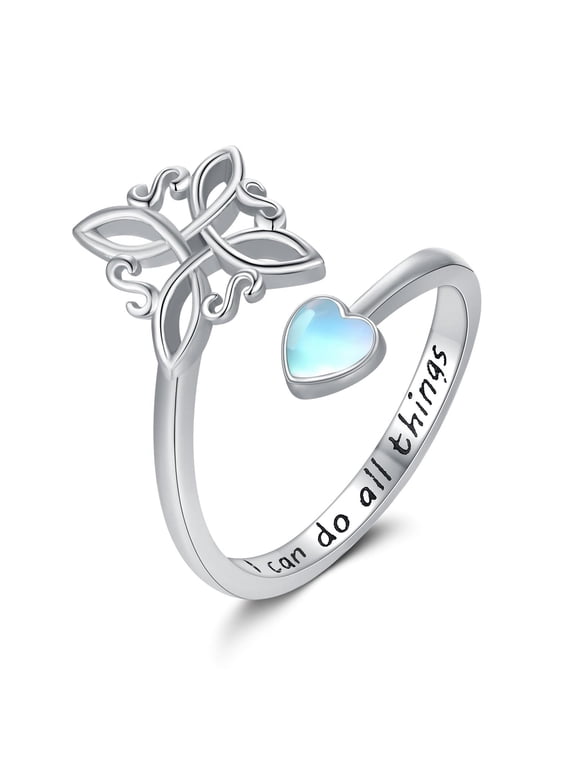 Witches Knot Ring 925 Sterling Silver Adjustable Moonstone Witch Ring Celtic Knot Amulet Wiccan Pagan Protection Jewelry Gifts for Women