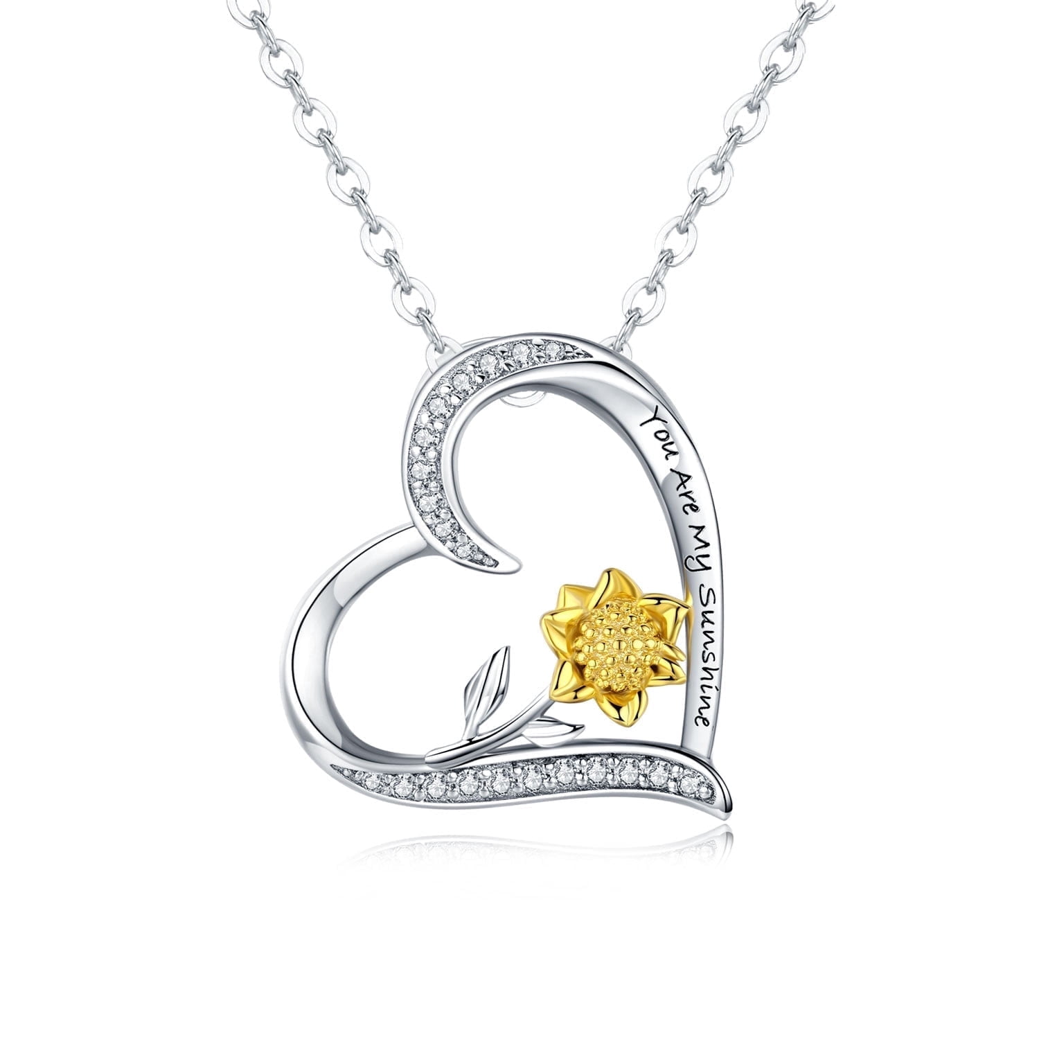 Coachuhhar You Are My Sunshine Sunflower Necklace S925 Sterling Silver Sunflower Jewelry for Women Teens