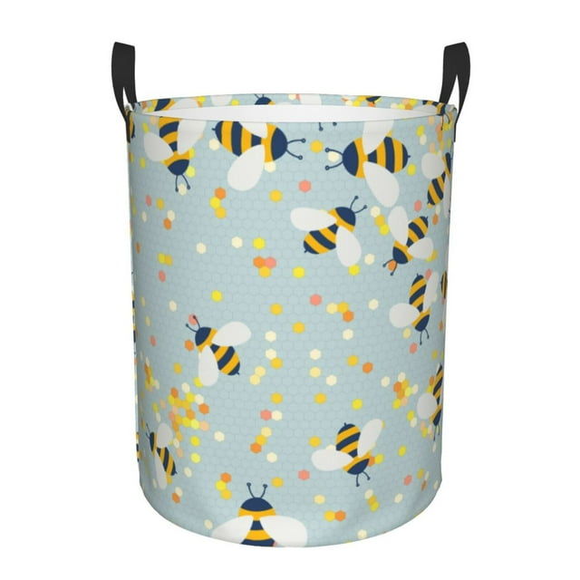 Coaee Bees Laundry Basket with Handle, Waterproof Round Collapsible ...