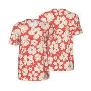 Coaee Beige Flowers Men's Baseball T-shirt Casual Short Sleeve Suitable for School Uniform, Party, Hip-Hop Performance, Sport - Medium